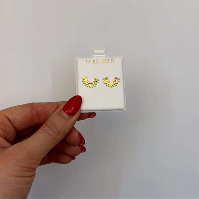 14K Gold Sunburst Stud Earrings