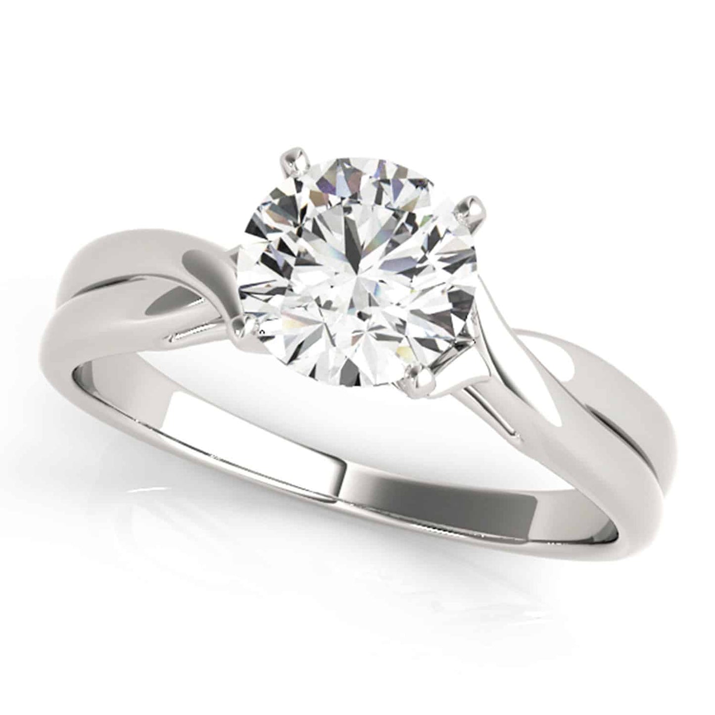 1.20CT Real Moissanite 14K Gold White Twisted Shank Solitaire Engagement Ring