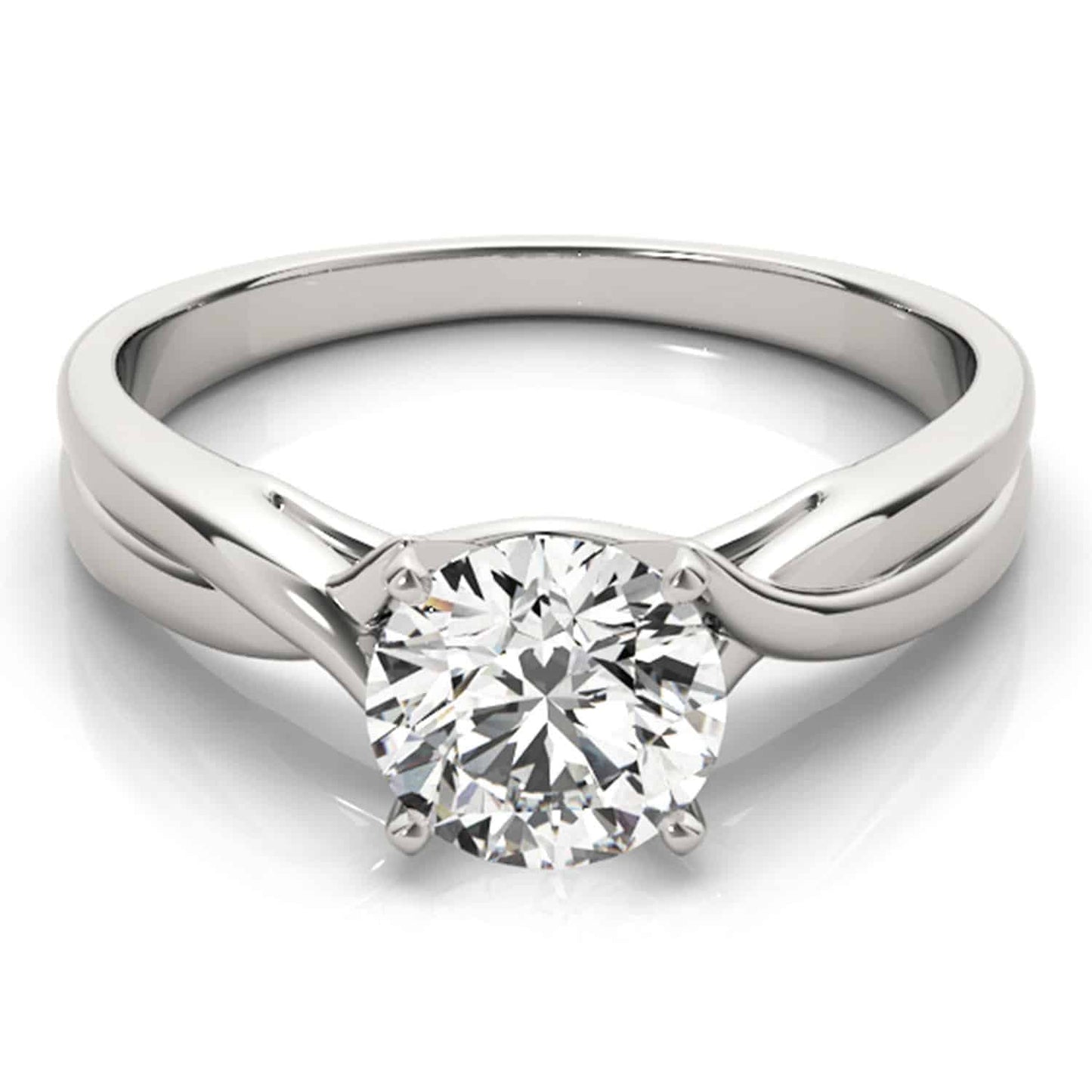 1.20CT Real Moissanite 14K Gold White Twisted Shank Solitaire Engagement Ring