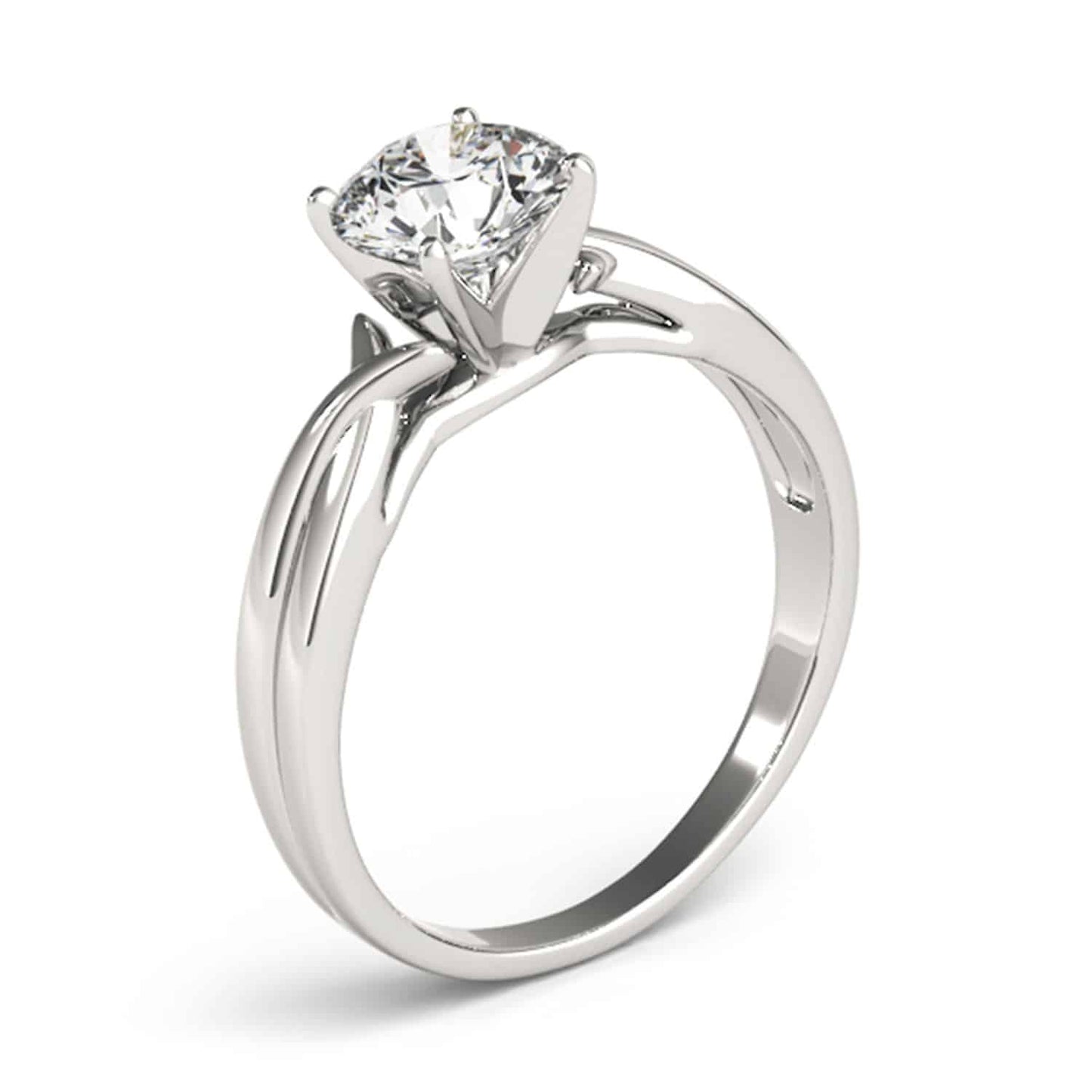 1.20CT Real Moissanite 14K Gold White Twisted Shank Solitaire Engagement Ring