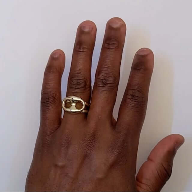 10K Yellow Gold Puffed Mariner Signet Ring
