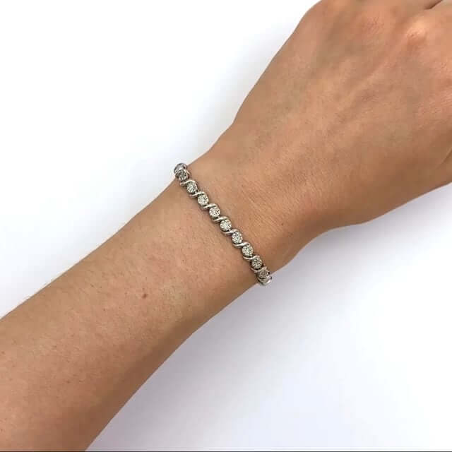 0.10CTW Real Diamond Sterling Silver Tennis Bracelet 7.5"
