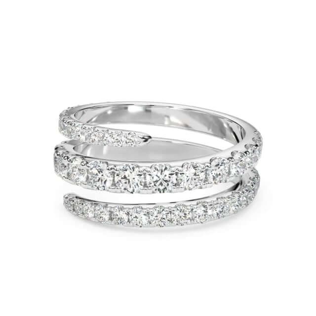 1.50CTW Lab-Grown Diamond 14K White Gold Split Shank Swirl Band Ring