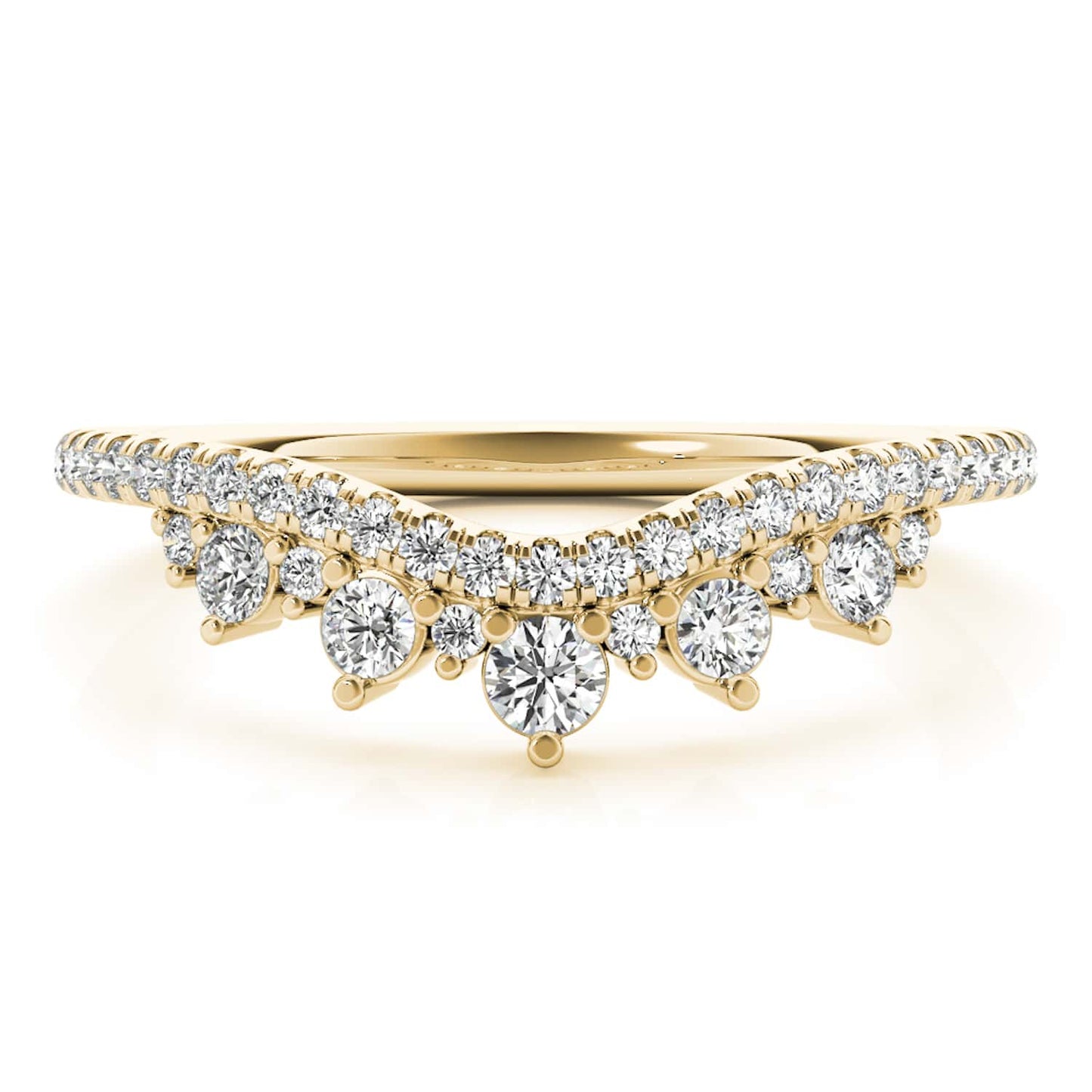 0.50CTW Lab Grown Diamond 18K Gold Chevron Wedding Band Ring
