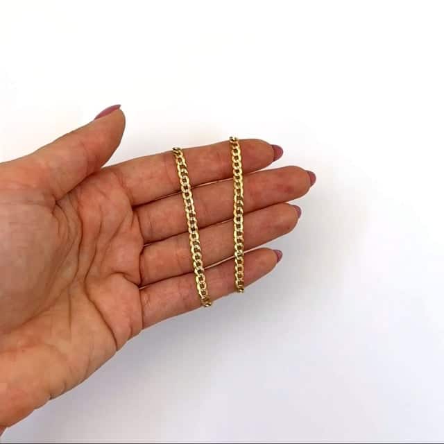 Solid 14K Real Gold 3.6mm Diamond-Cut Cuban Chain Necklace 16"-24"