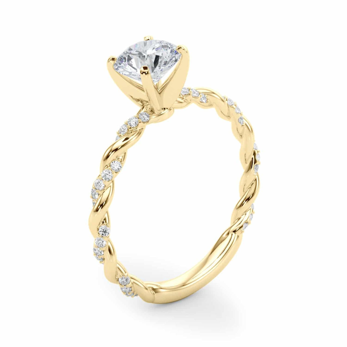 1.2CTW Real Diamond and Moissanite 18K Gold Twisted Shank Engagement Ring