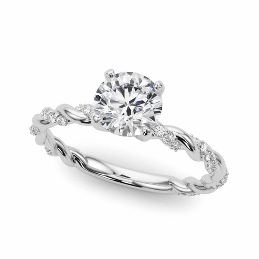 1.20CTW Lab-Grown Diamond 18K Gold White Twisted Shank Solitaire Engagement Ring