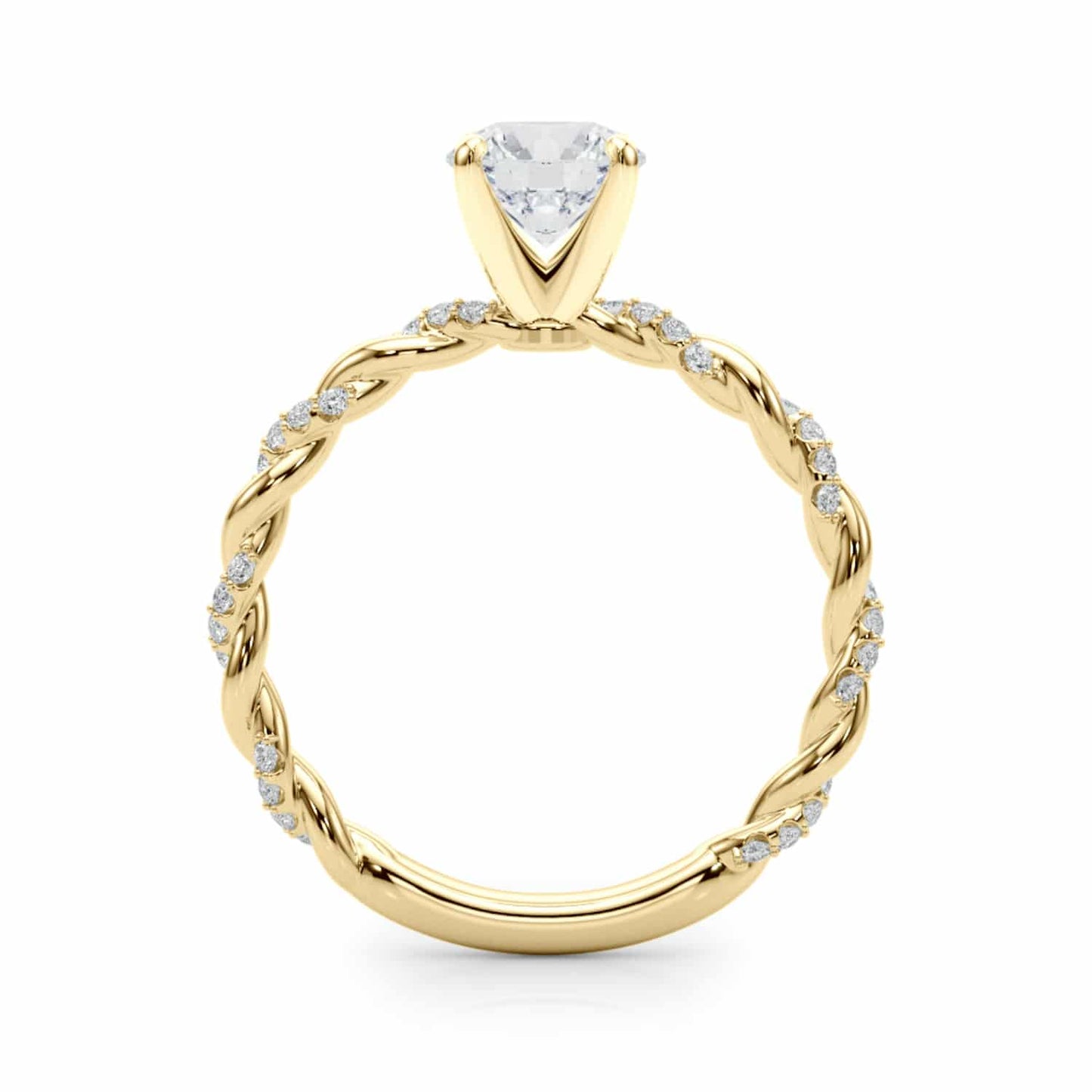 1.2CTW Real Diamond and Moissanite 18K Gold Twisted Shank Engagement Ring