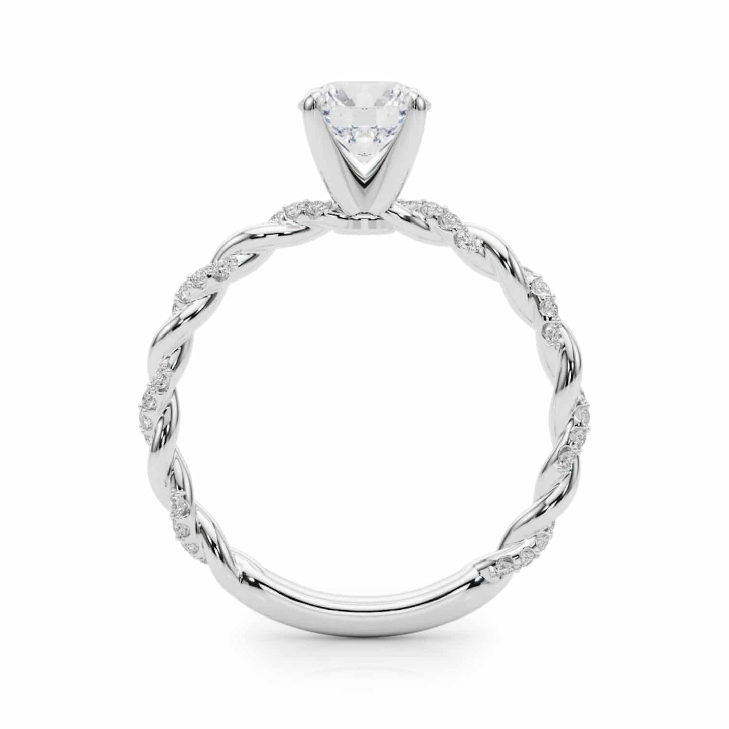 1.2CTW Real Diamond & Moissanite 18K Gold White Twisted Shank Engagement Ring