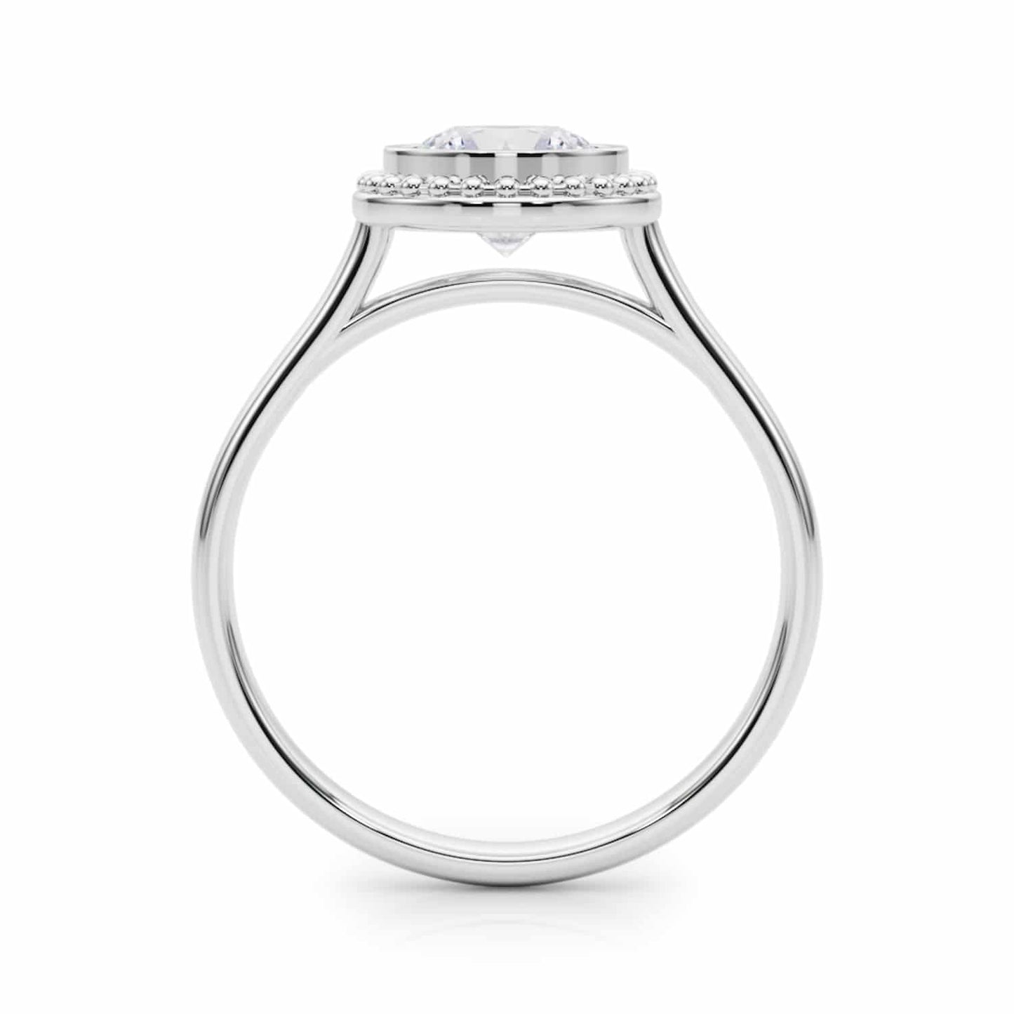 1CT Moissanite Charles & Colvard 18K Gold White Bezel Solitaire Engagement Ring