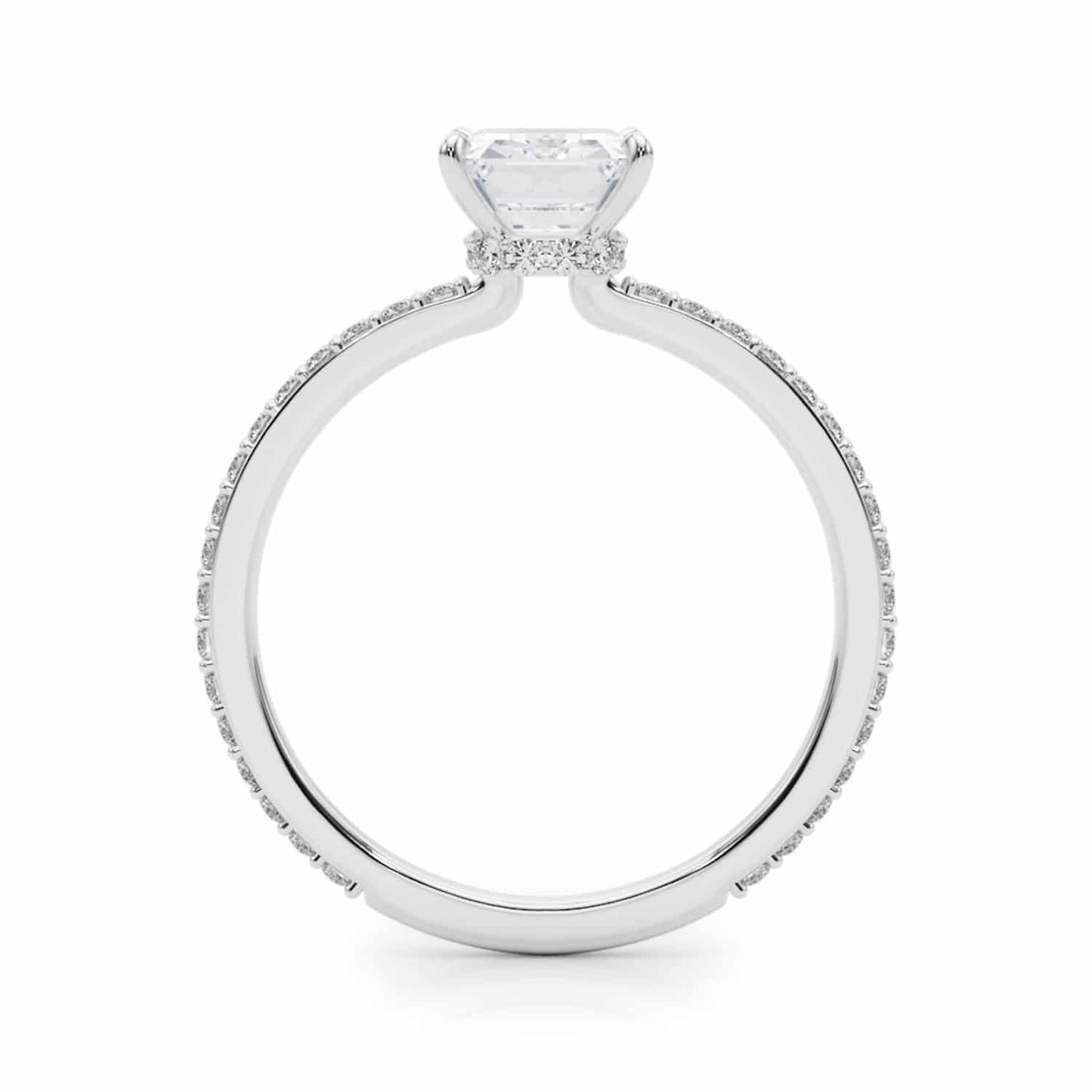 1.25CTW Lab-Grown Diamond Emerald Cut 18K Gold White Hidden Engagement Ring