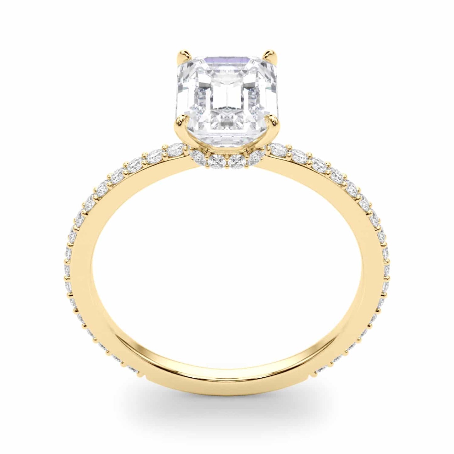 1.25CTW Lab-Grown Diamond Emerald-Cut 18K Gold Hidden Halo Engagement Ring
