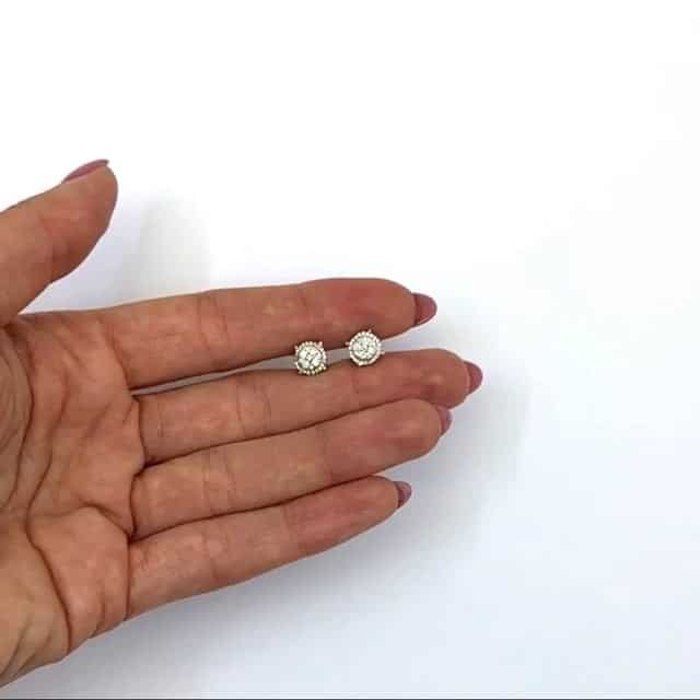 Natural Diamond 10K Gold Yellow White Round Cluster Stud Earrings 6.6-9mm