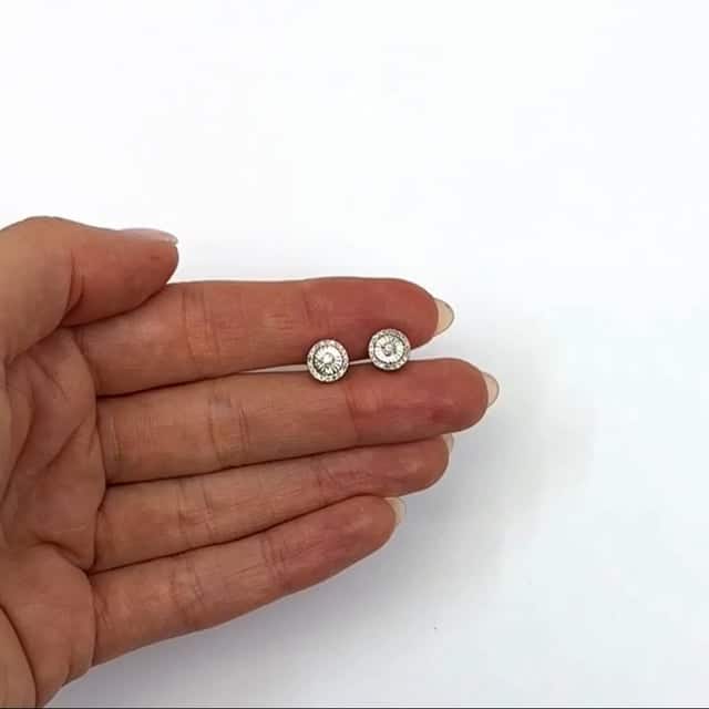 0.21CTW Natural Diamond Sterling Silver Round Stud Screw Back Earrings 7mm