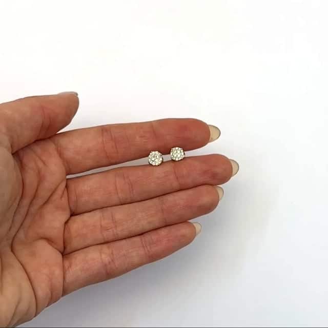 0.25CTW Real Diamond 14K Real Gold White Round Cluster Stud Earrings 5.5mm