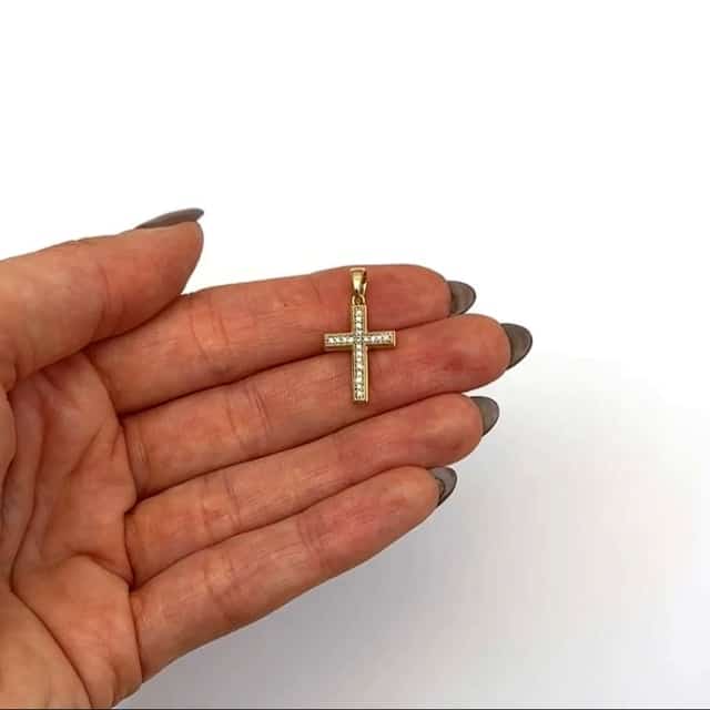 .11CTW Real Diamond 10K Real Gold Modern Cross Pendant
