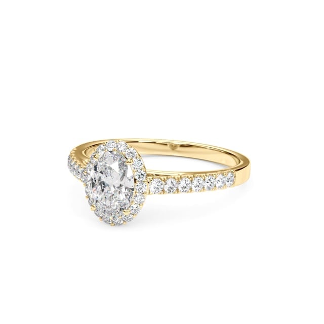 3.45CTW Real Diamond Sapphire 18K Gold Yellow Oval Engagement Ring