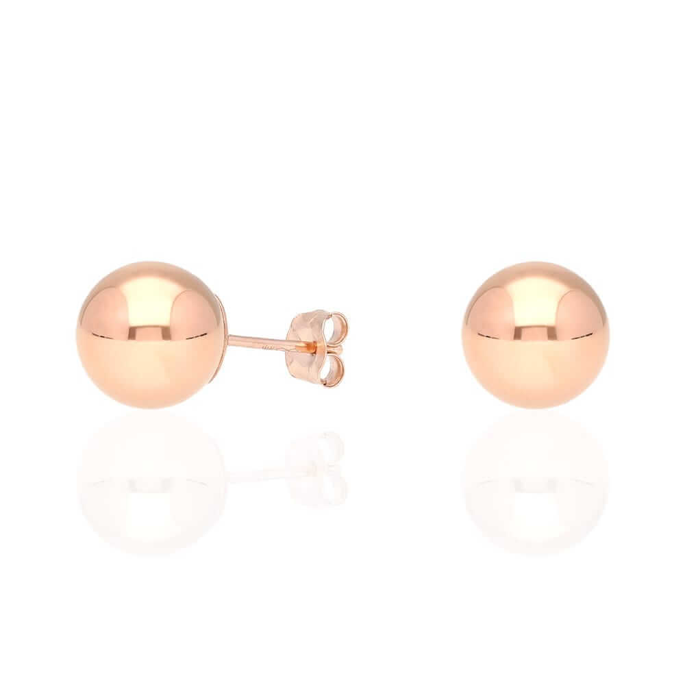 14k Rose Gold Ball Push Back Stud Earrings 3mm-10mm