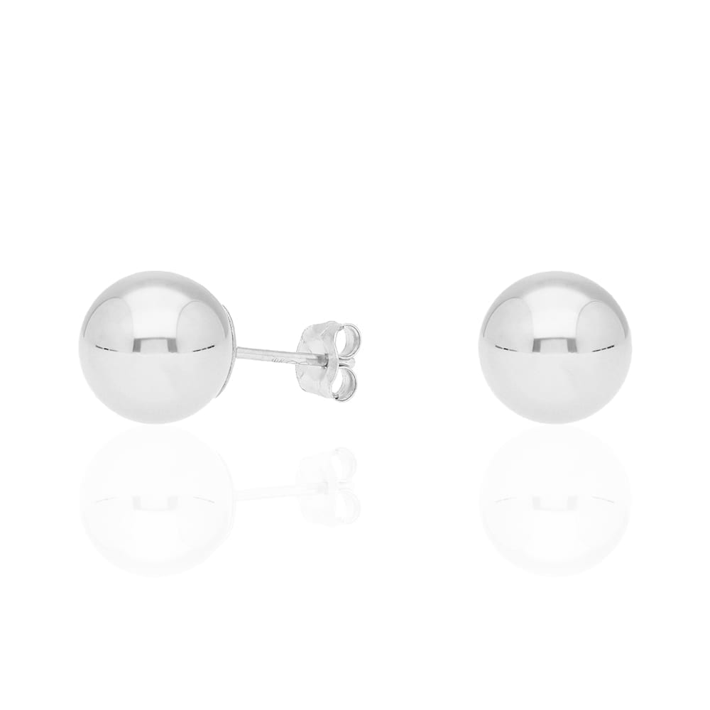 14k White Gold Ball Push Back Stud Earrings 3mm-10mm