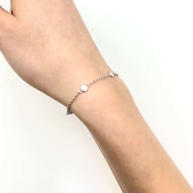 0.65CTW Lab-Grown Diamond 14K Real Gold White Bezel Station Bracelet 7"