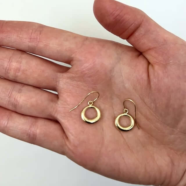 14K Gold Bold Open Circle Drop Earrings 25mm