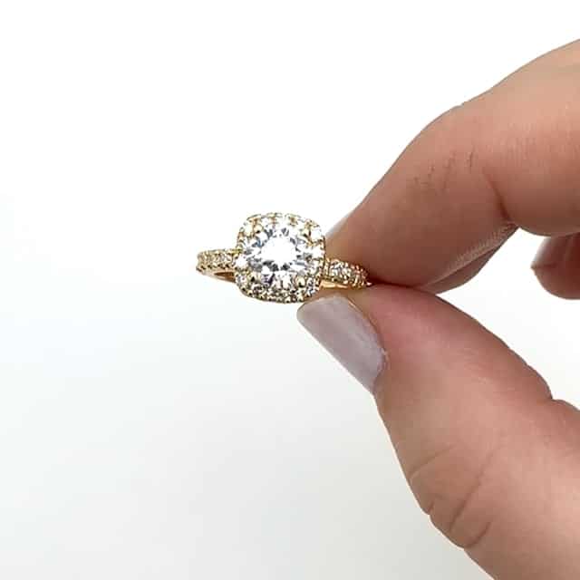 1.85CT T.W Lab-Grown Diamonds 18K Real Gold Yellow Halo Engagement Ring
