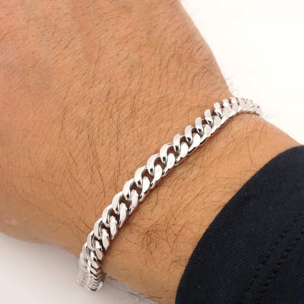 Sterling Silver 7mm Miami Cuban Bracelet (Solid Links) 9