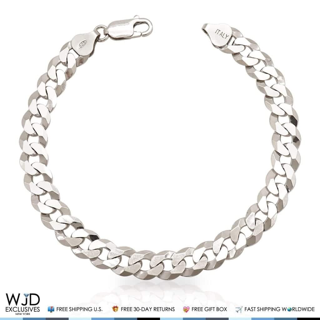 925 Sterling Silver 8mm Cuban Curb Bracelet 8"