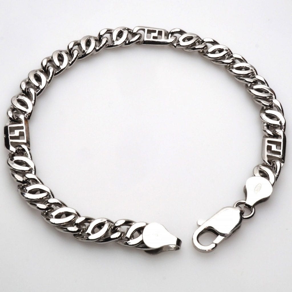 Solid 925 Sterling Silver Fancy Double Bonded Curb 7mm Bracelet 8.5"
