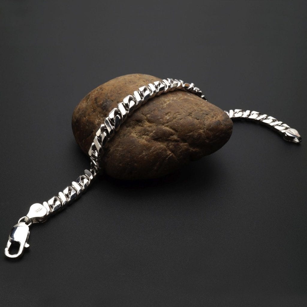 Sterling Silver 7mm Fancy Infinity Flat Cuban Bracelet (Solid Links) 8"