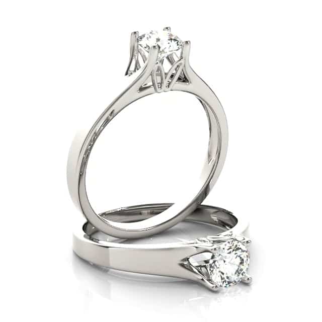 2CT Charles & Colvard Forever One Moissanite 14K Real Gold White Engagement Ring