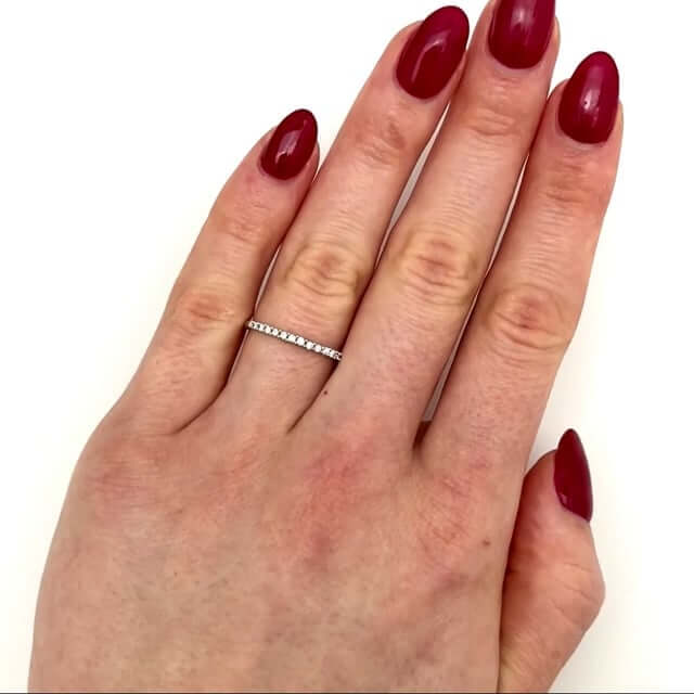 .15CTW Real Diamond 14K Gold White Single Row Wedding Band
