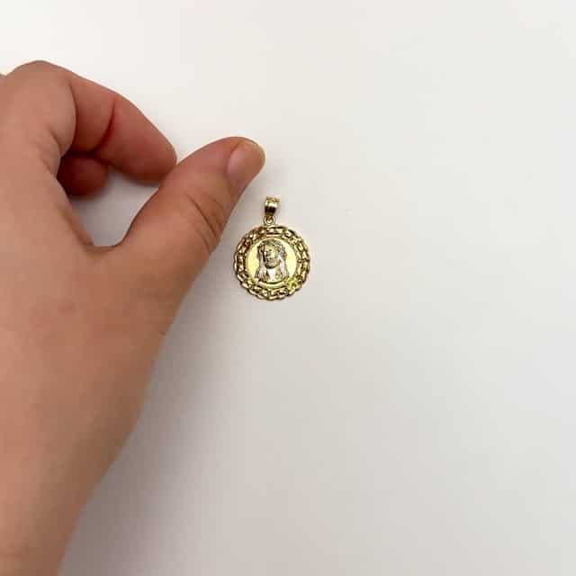 10K Gold Yellow White Two-Tone Jesus Pendant 1.1"