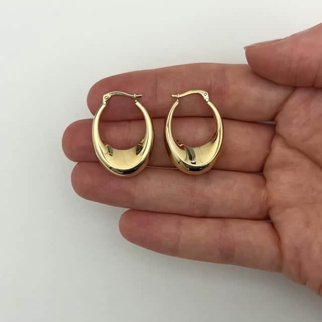 14K Gold Puffed Hinged Hoop Earrings 28.5mm