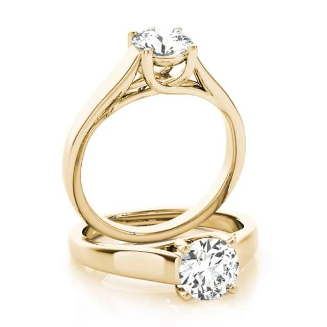 2CT Charles & Colvard Forever One Moissanite 14K Real Gold Engagement Ring