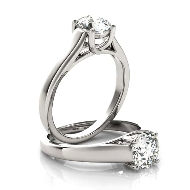 1CT Charles & Colvard Forever One Moissanite 14K Real Gold White Engagement Ring