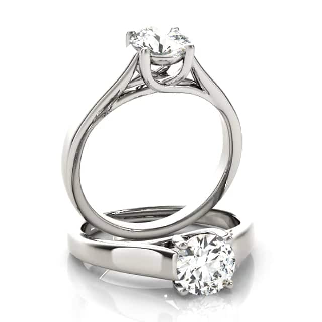 2CT Charles & Colvard Forever One Moissanite 14K Real Gold White Engagement Ring