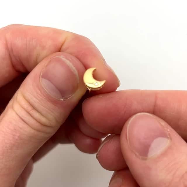 Real Diamond 14K Gold Half Moon Stud Earrings 7mm