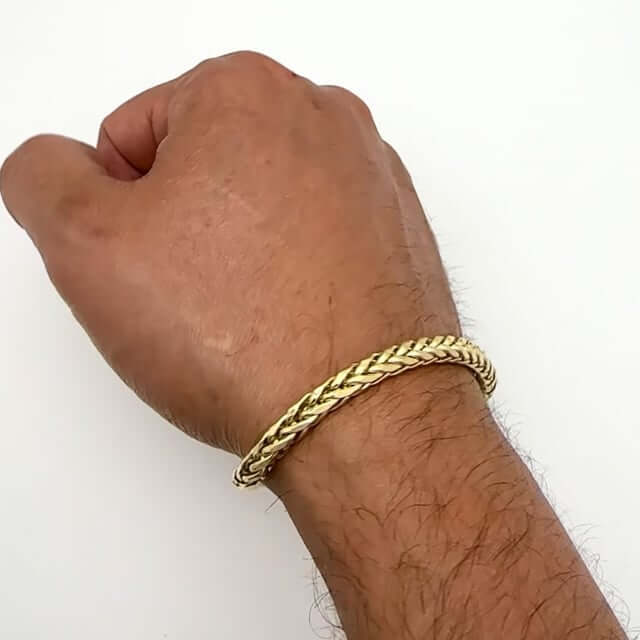 10K Real Gold 5mm Hollow Wheat Bracelet 8.5"