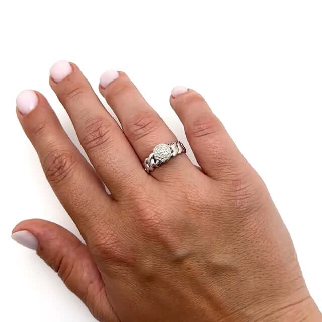 0.10CTW Natural Diamond 10K Gold Two-Tone White Miami Diamond Ring