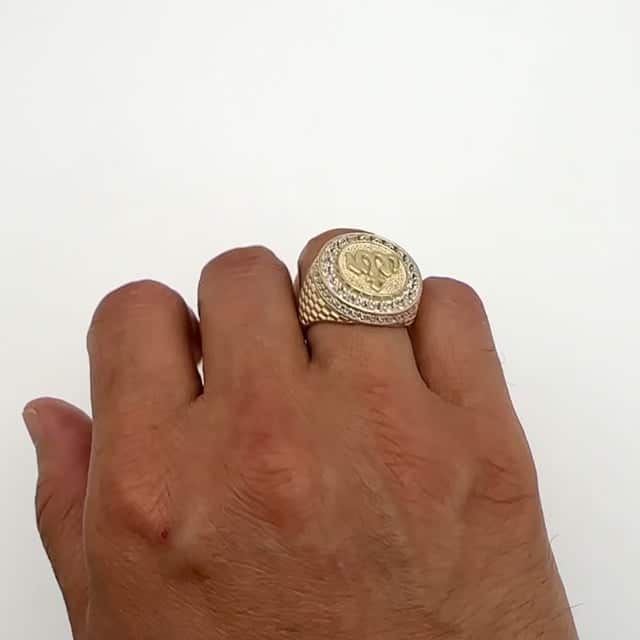 10K Real Gold 1.50CTW CZ Allah Religious Signet Ring