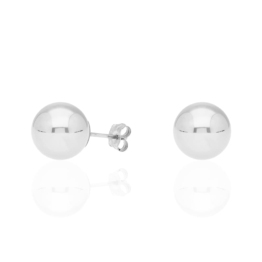14k White Gold Ball Push Back Stud Earrings 3mm-10mm