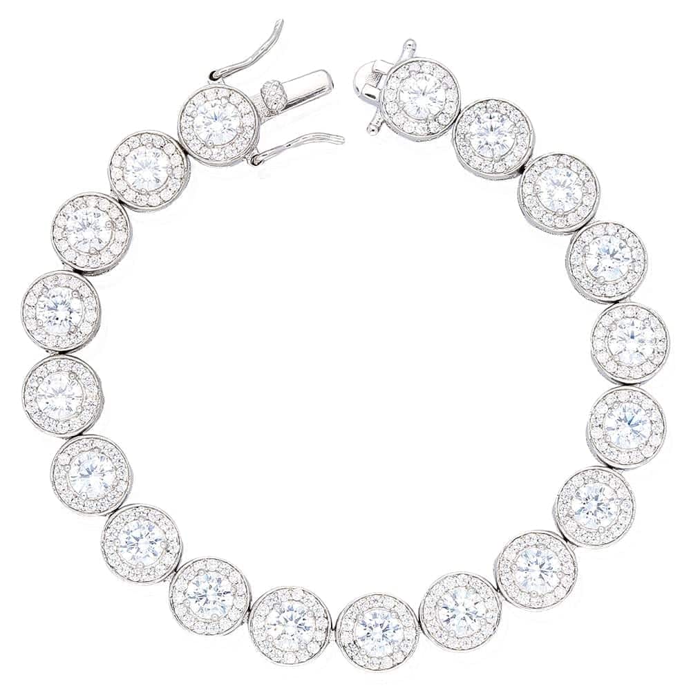952 Sterling Silver Pave Set CZ 9mm Tennis Bracelet 7"