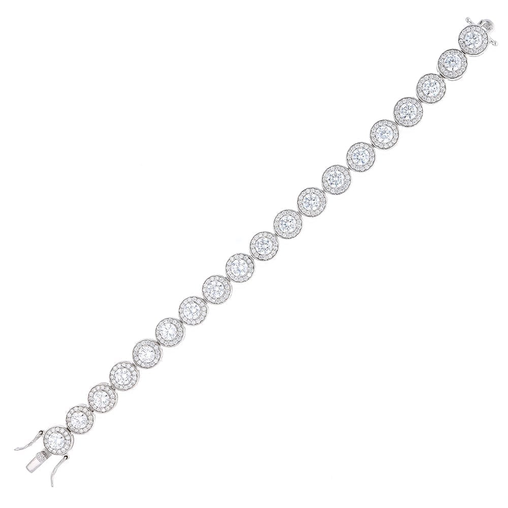 952 Sterling Silver Pave Set CZ 9mm Tennis Bracelet 7"