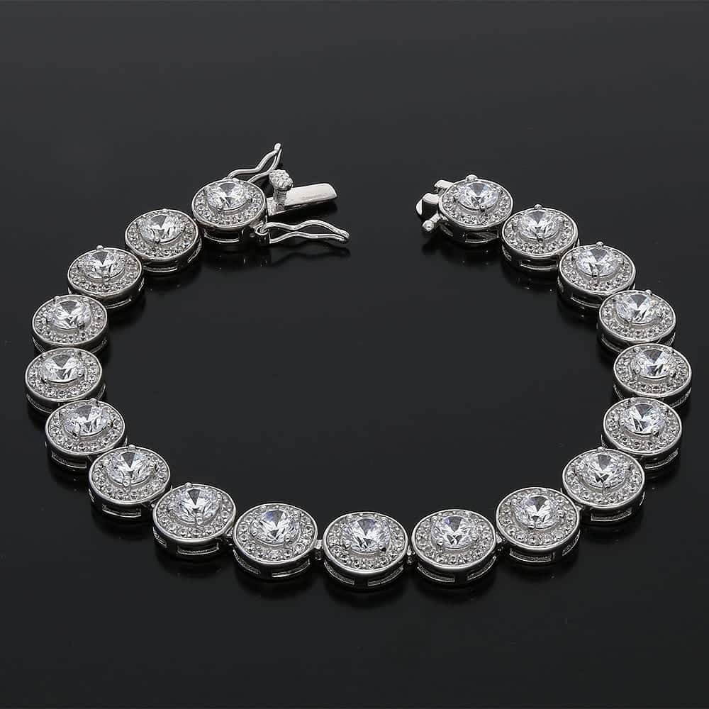 952 Sterling Silver Pave Set CZ 9mm Tennis Bracelet 7"