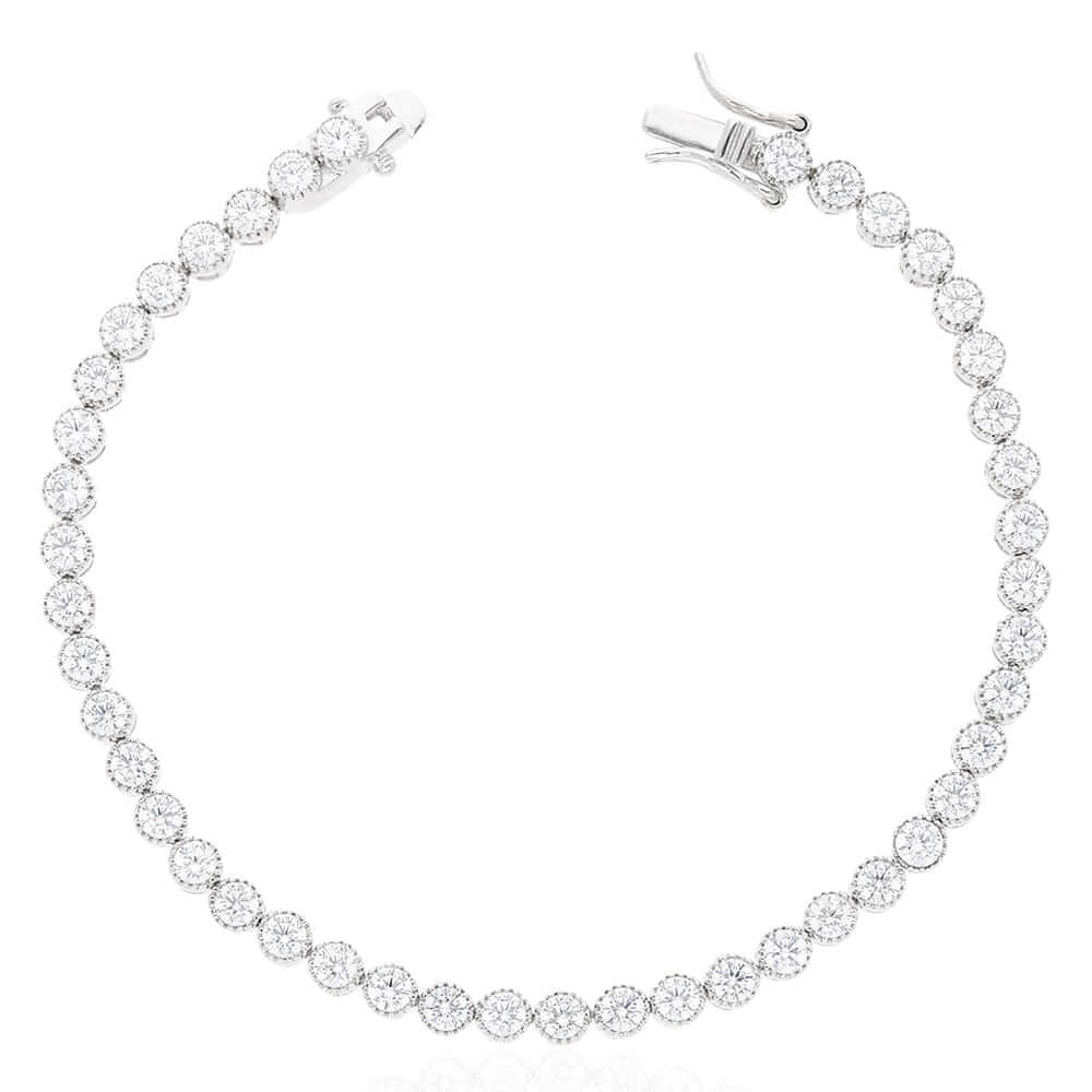 Sterling Silver 7Ct CZ 4mm Tennis Bracelet 7"