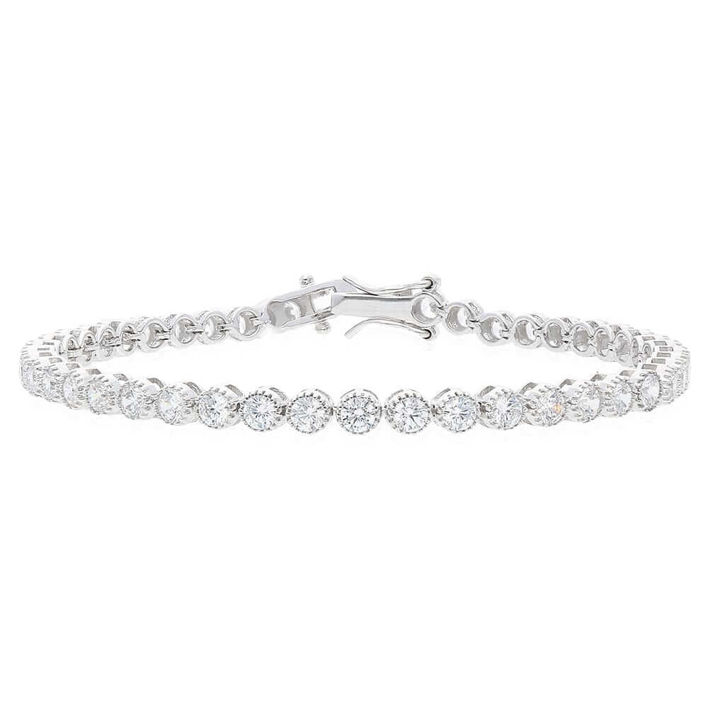 Sterling Silver 7Ct CZ 4mm Tennis Bracelet 7"