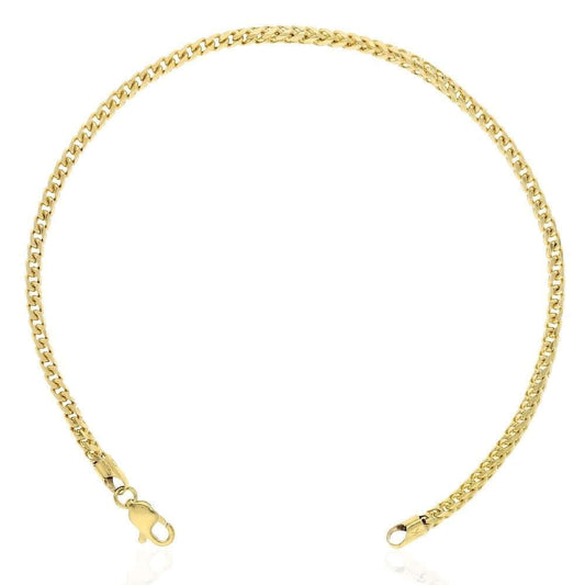 10K Yellow Gold 2.7mm Franco Bracelet (Solid Links) 8"