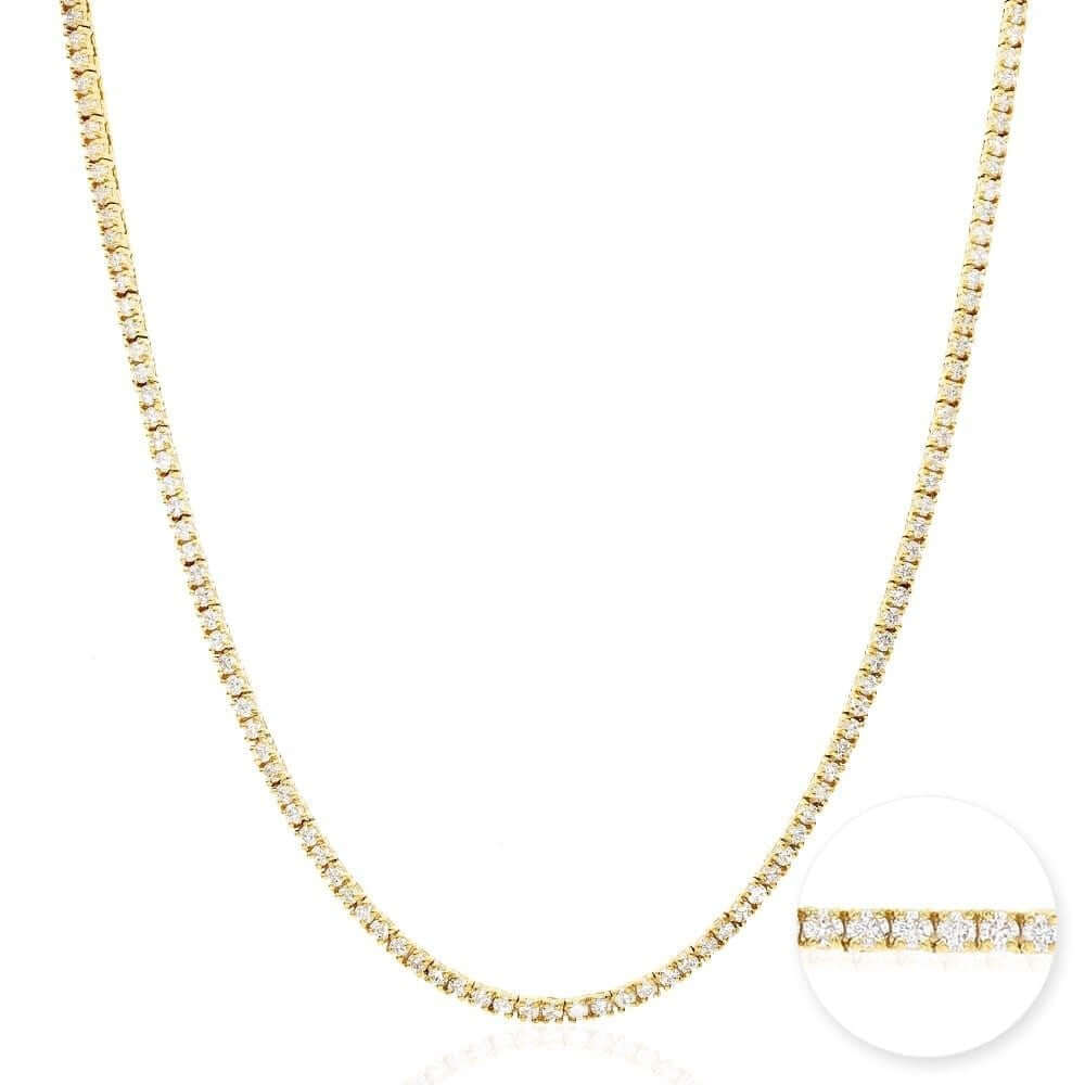 8.80Ctw Lab Diamond 14k Yellow Gold 2.5mm Tennis Chain Necklace 18"