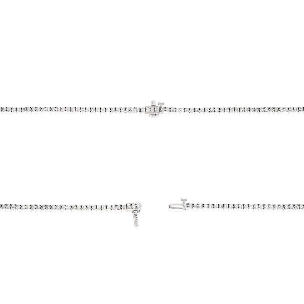 7.50CTW Lab Diamond 14k White Gold 2.5mm Tennis Chain Necklace 18"